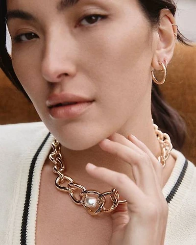 Short Curb-Chain Necklace with Pearl