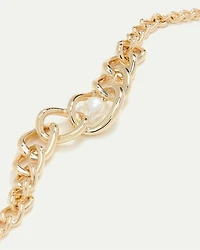 Short Curb-Chain Necklace with Pearl