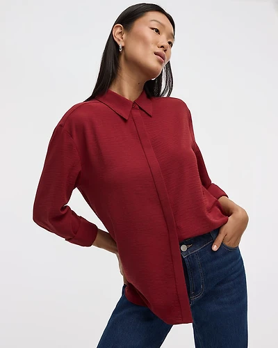 Long-Sleeve Buttoned-Down Blouse