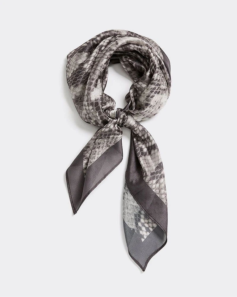 Square Scarf with Snakeskin Print