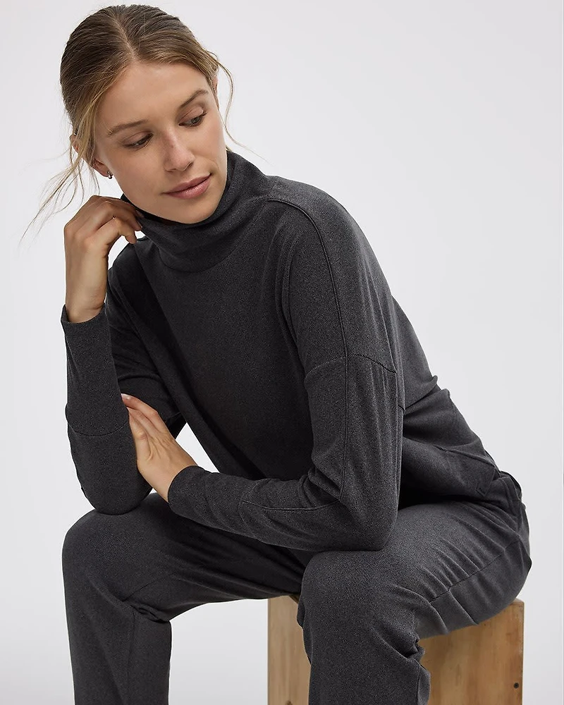 Long-Sleeve Mock-Neck Pullover