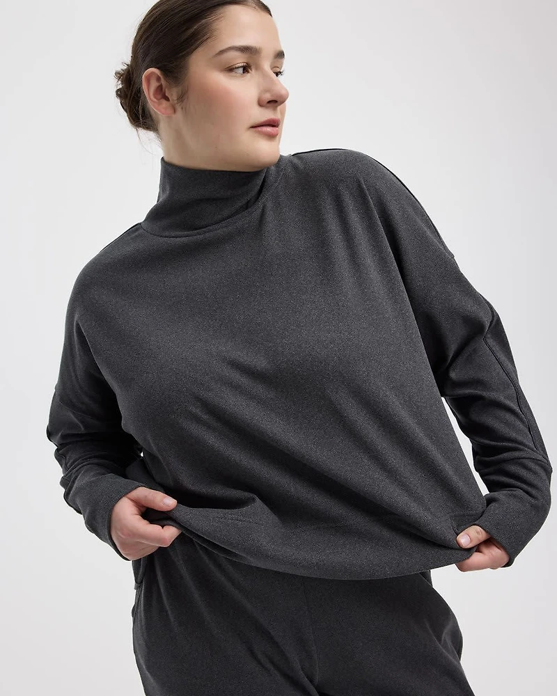 Long-Sleeve Mock-Neck Pullover