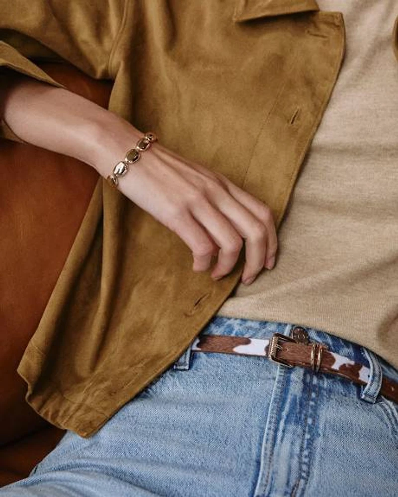 Skinny Faux Cow Skin Belt