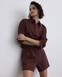 Linen-Blend Shorts with Elastic Waistband