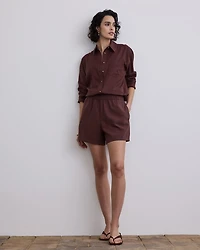 Linen-Blend Shorts with Elastic Waistband