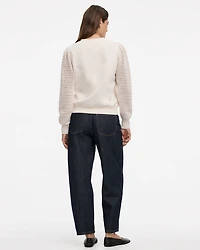 Long-Puffy-Sleeve Crew-Neck Mix-Media Sweatshirt