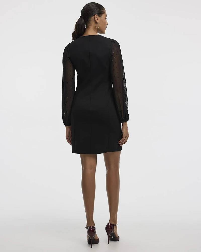 Long-Sleeve Bodycon Mini Dress with Rhinestones