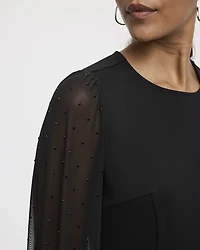 Long-Sleeve Bodycon Mini Dress with Rhinestones