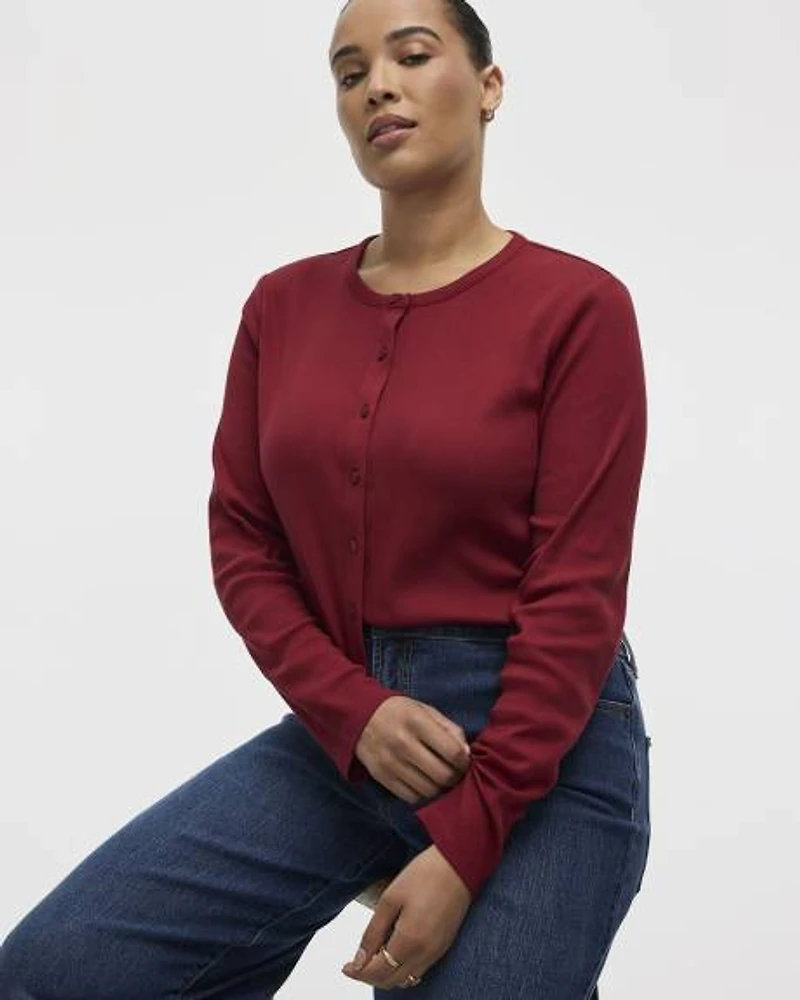 Long-Sleeve Crew-Neck Cardigan
