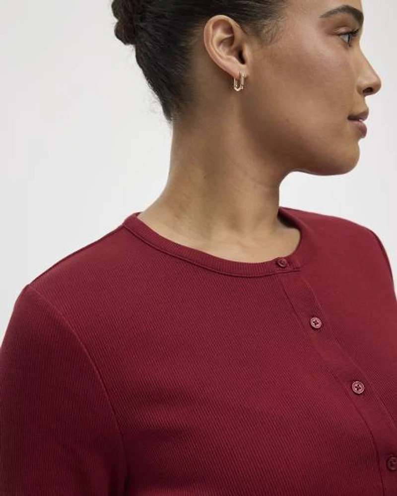 Long-Sleeve Crew-Neck Cardigan