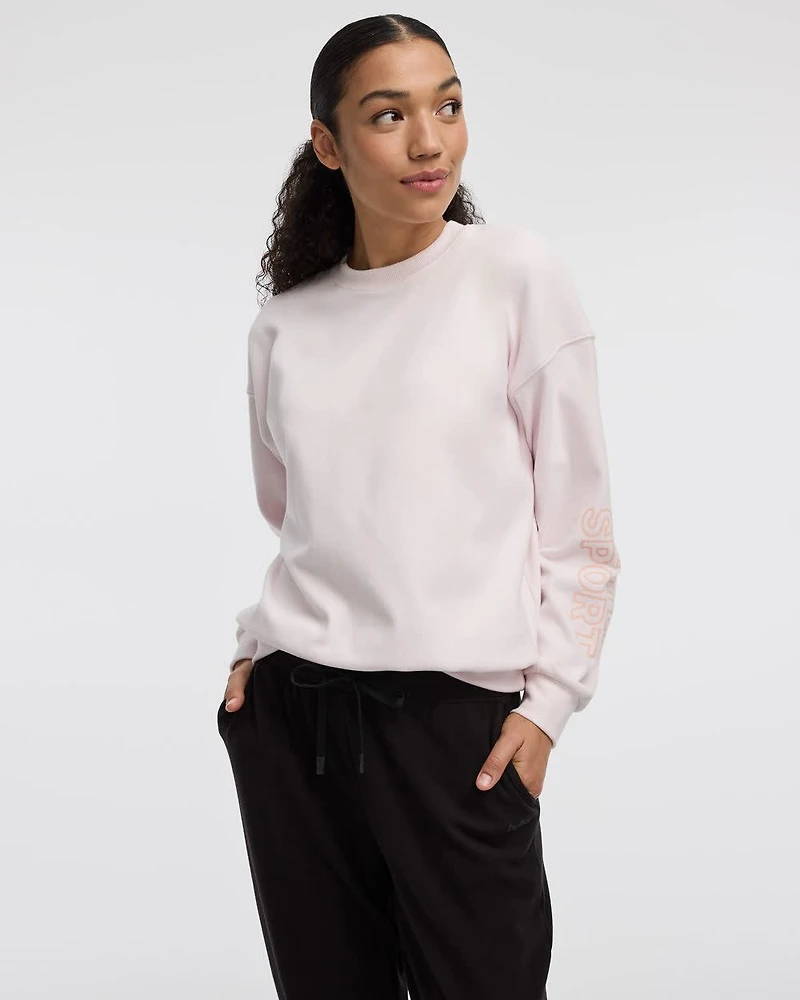 Pull à manches longues et col rond en tissu polaire