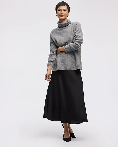Satin A-Line Midi Skirt