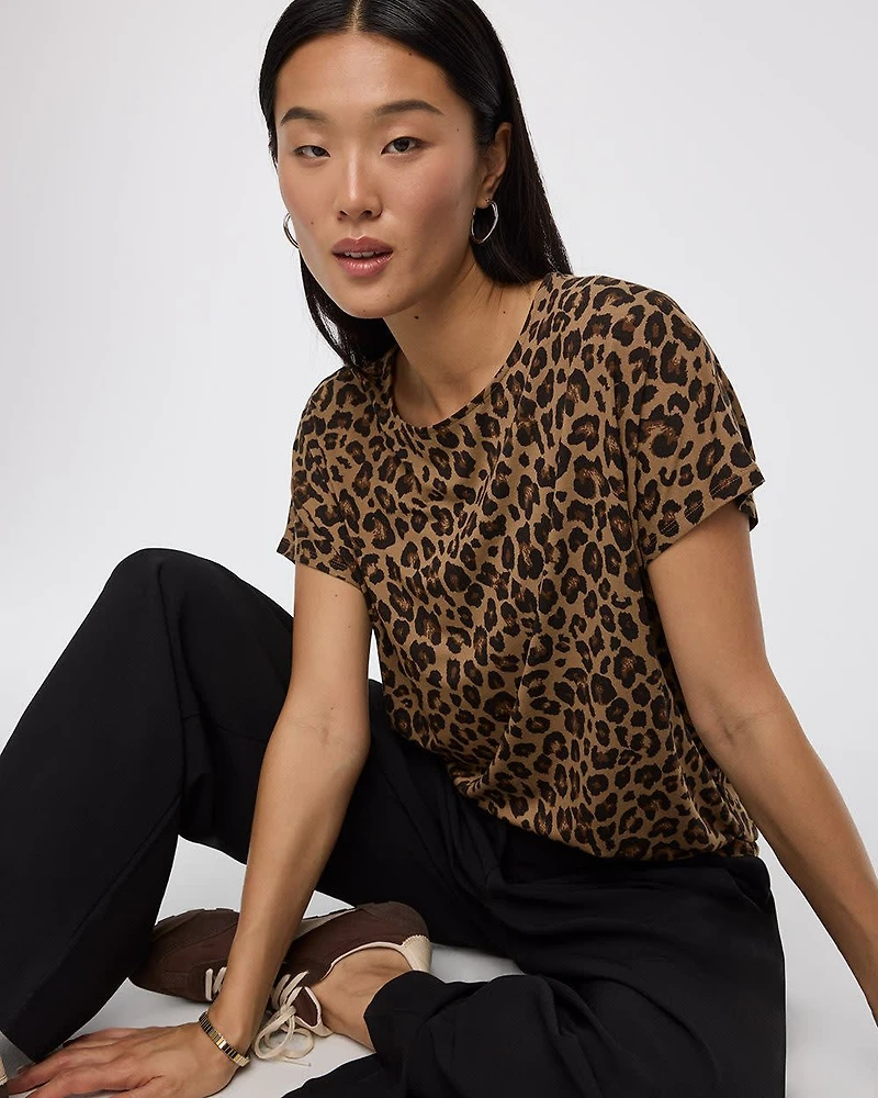 Short-Dolman-Sleeve Boat-Neck T-Shirt