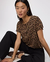 Short-Dolman-Sleeve Boat-Neck T-Shirt