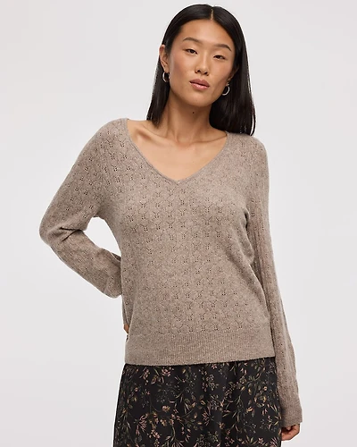 Long-Balloon-Sleeve V-Neck PlushSoft Sweater