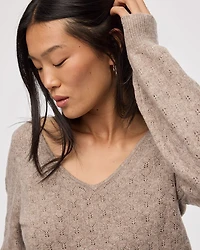 Long-Balloon-Sleeve V-Neck PlushSoft Sweater