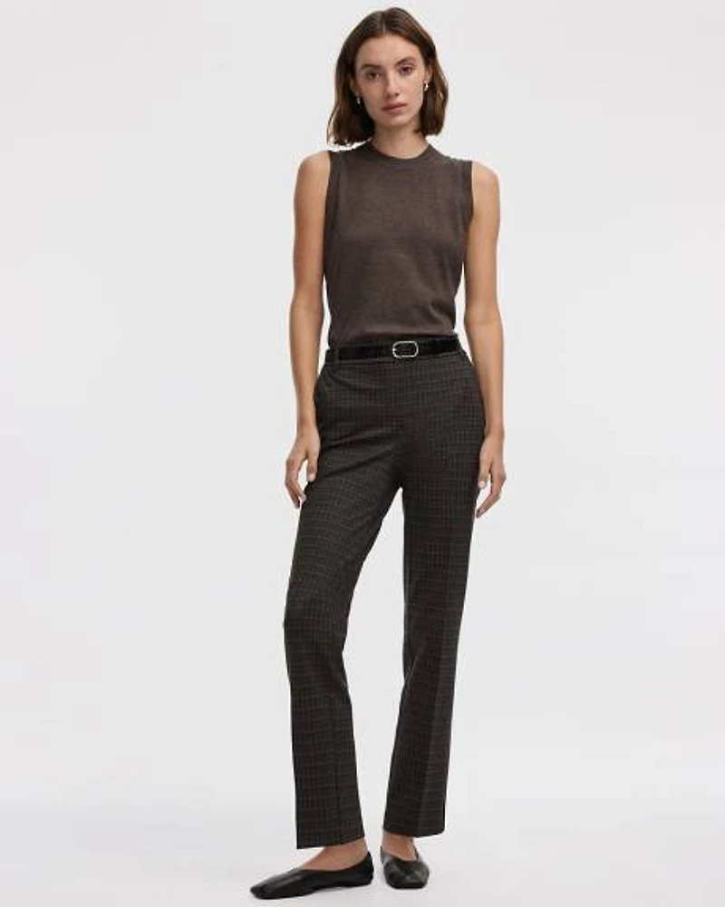 Straight-Leg High-Rise Plaid Pants