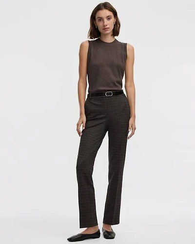 Straight-Leg High-Rise Plaid Pants