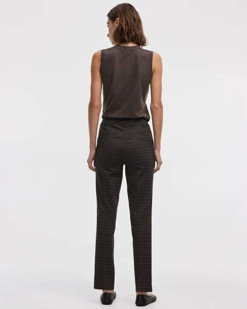 Straight-Leg High-Rise Plaid Pants