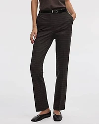 Straight-Leg High-Rise Plaid Pants