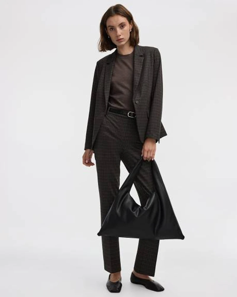 Straight-Leg High-Rise Plaid Pants