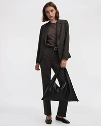 Straight-Leg High-Rise Plaid Pants