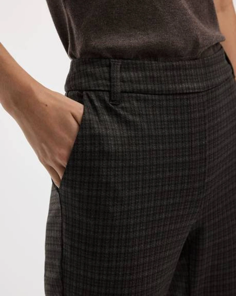 Straight-Leg High-Rise Plaid Pants
