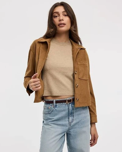 Cropped Faux-Suede Jacket