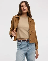 Cropped Faux-Suede Jacket
