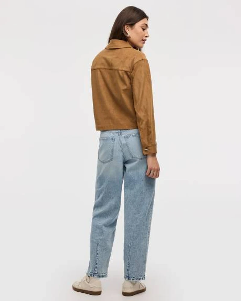 Cropped Faux-Suede Jacket