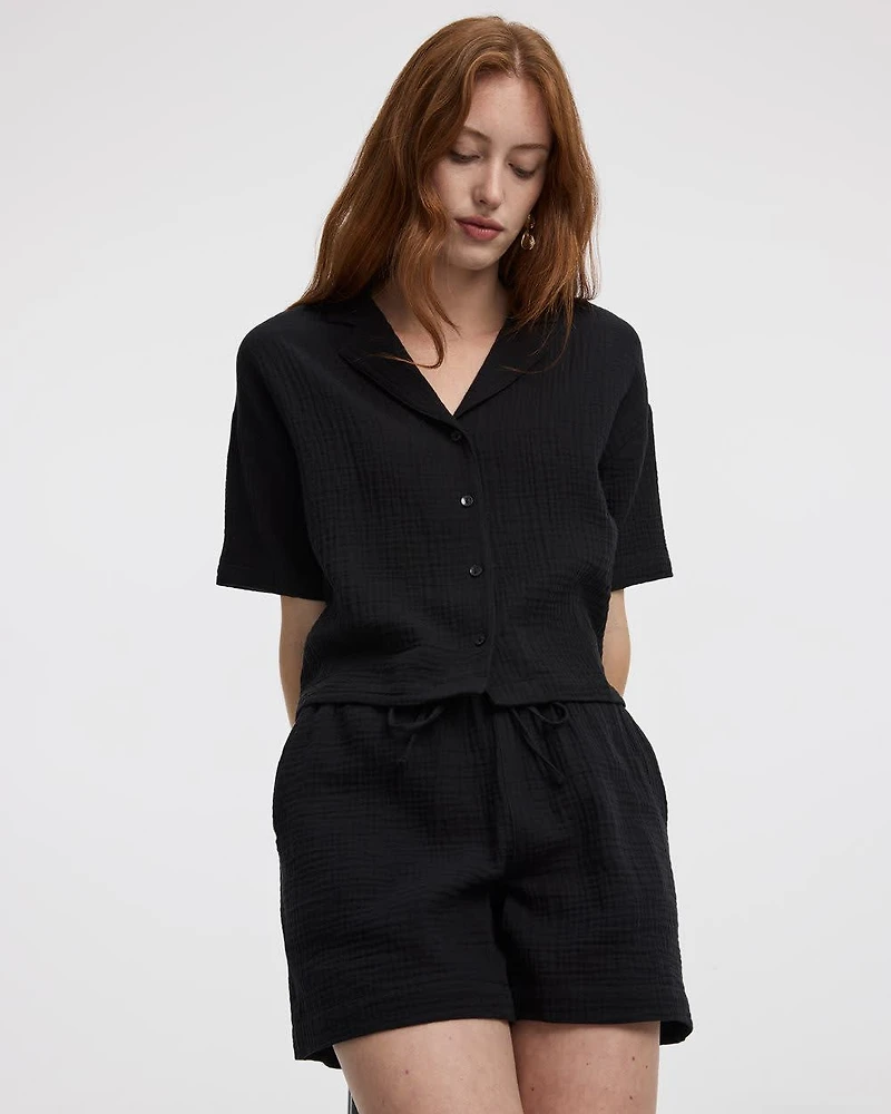 Waffled Cotton Shorts