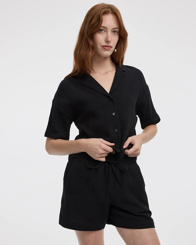 Waffled Cotton Shorts