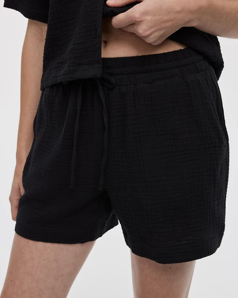 Waffled Cotton Shorts