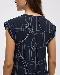 Blouse à manches très courtes et col fendu