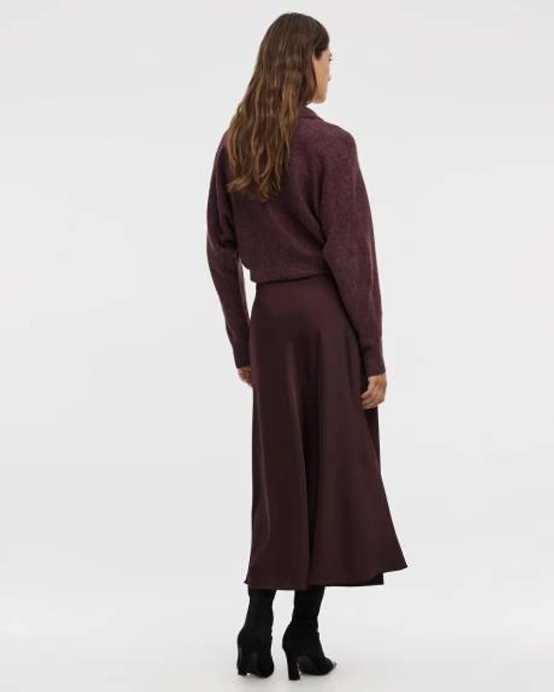 Satin A-Line Midi Skirt