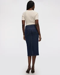 Denim Pencil Midi Skirt