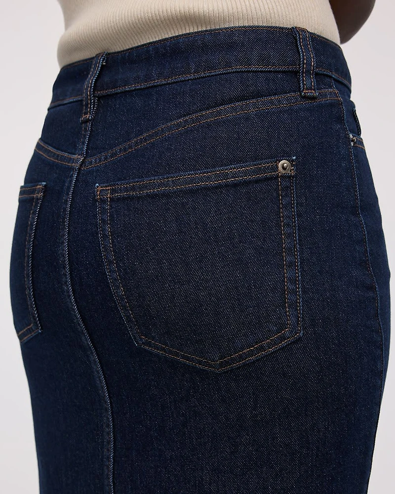 Denim Pencil Midi Skirt