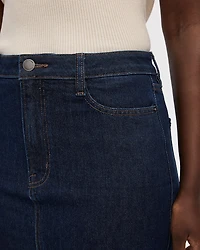 Denim Pencil Midi Skirt
