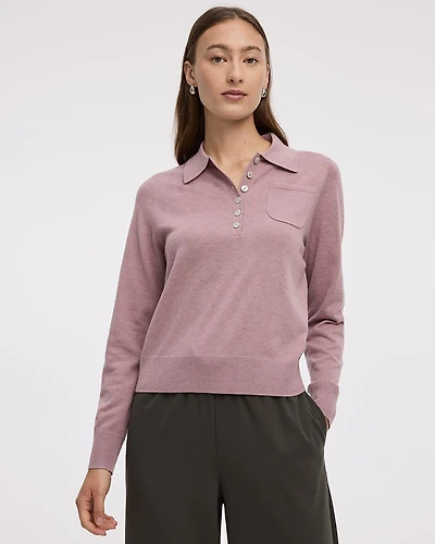 Long-Sleeve Wool-Blend Polo