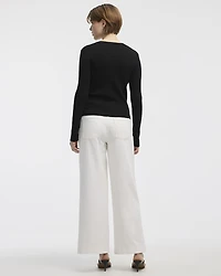 Long-Sleeve Buttoned-Down Ribbed Cardigan