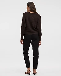 Long-Sleeve Boat-Neck Boxy Sweater with All-Over Sequins