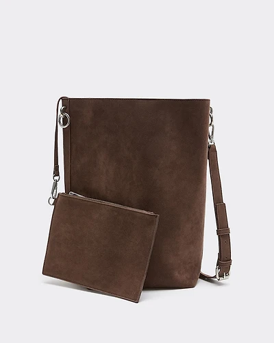 Faux Suede Bucket Bag