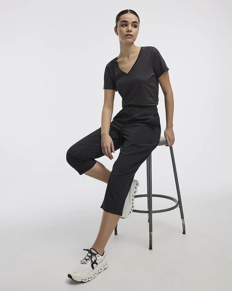 Pantalon capri en tissu texturé