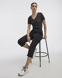 Pantalon capri en tissu texturé