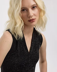 Sleeveless V-Neck Shimmery Top