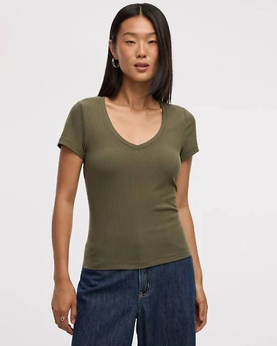 V-Neck Ribbed T-Shirt