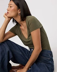 V-Neck Ribbed T-Shirt