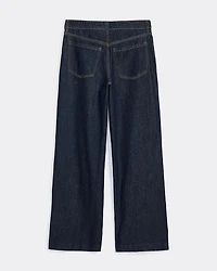 Pantalon en denim à jambe large et taille mi-haute