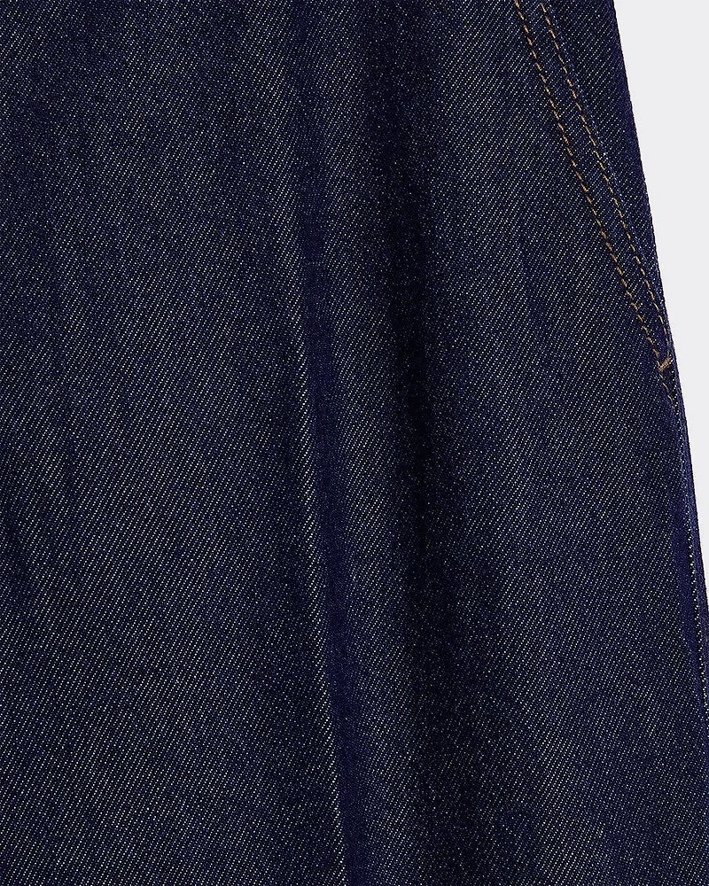 Pantalon en denim à jambe large et taille mi-haute