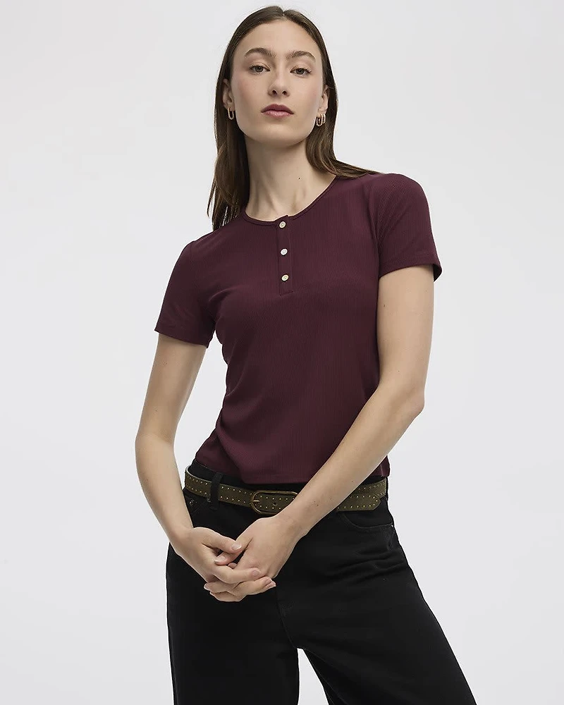 T-shirt côtelé henley